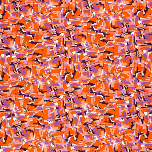 Mönstrad Viskos - Poplin - Abstrakt - Flerfärgad, Orange