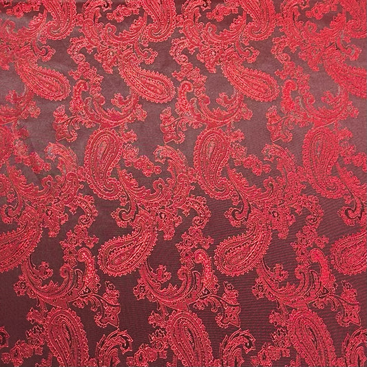 Mönstrat Foder Paisley Viskos Polyester Röd C11