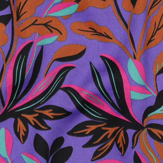 Nerida Hansen - Cotton Satin - Lush Leaves - Bomull - Purple