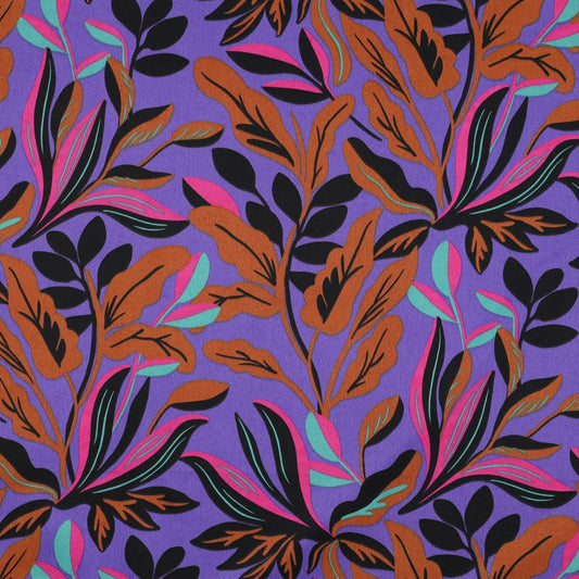 Nerida Hansen - Cotton Satin - Lush Leaves - Bomull - Purple