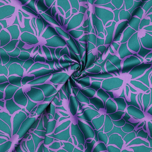 Nerida Hansen - Cotton Satin - Magnolia - Bomull - Petrol