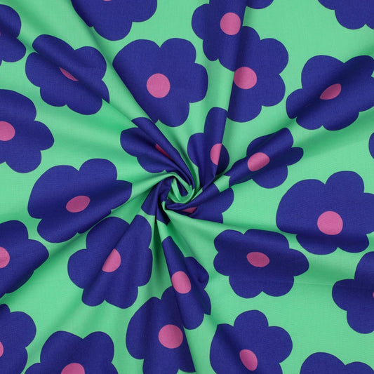 Nerida Hansen - Fine Poplin - Big Flower - Bomull - Lime