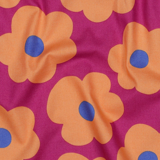 Nerida Hansen - Fine Poplin - Big Flower - Bomull - Magenta