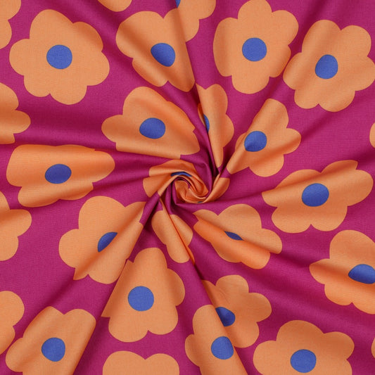 Nerida Hansen - Fine Poplin - Big Flower - Bomull - Magenta