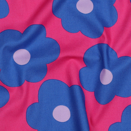 Nerida Hansen - Fine Poplin - Big Flower - Bomull - Bright Pink