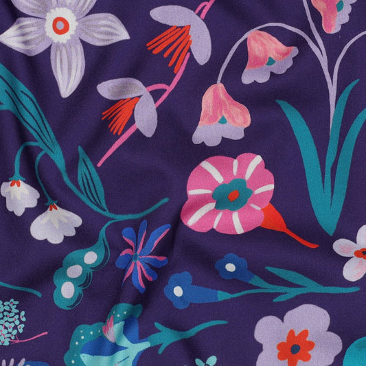 Nerida Hansen - Fine Poplin - Meadow Flower - Bomull - Dark Purple