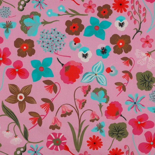 Nerida Hansen - Fine Poplin - Meadow Flower - Bomull - Light Pink