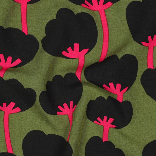 Nerida Hansen - Lenzing Ecovero - Poppies - Viskos - Moss Green