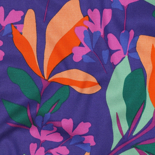 Nerida Hansen - Rosella Stretch - Spring Garden - Viskos - Royal Blue, Apricot