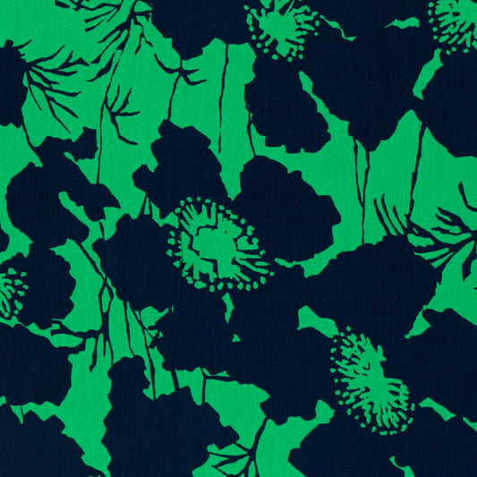 Bambuviskos - Poplin - Abstrakt, Blomma - Grön