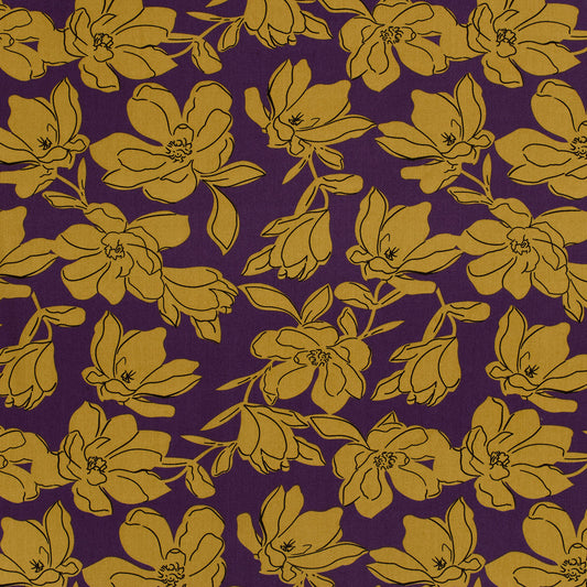 Mönstrad Viskos - Poplin - Blommor - Purple