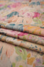 Patterned - Curtain fabric - Furnishing - Cotton/Linen - Floral oil painting - Pink