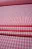 Linne, bomull - Rutigt - liten ruta - Rosa
