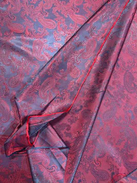 Mönstrat Foder Paisley Viskos Polyester Röd & Blå C30