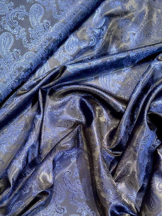 Mönstrat Foder Paisley Viskos Polyester Mörkblå C12